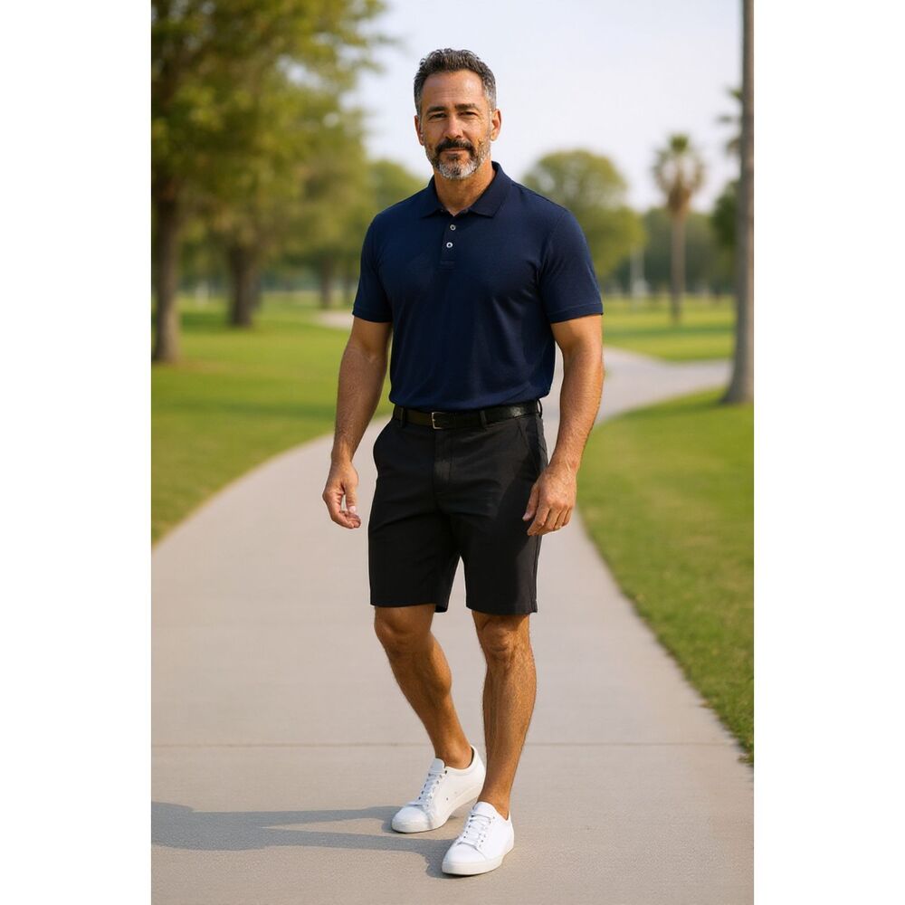 FILA Mens 40 Casual Solid Dk Gray Flat Front 11" Inseam Golf Shorts